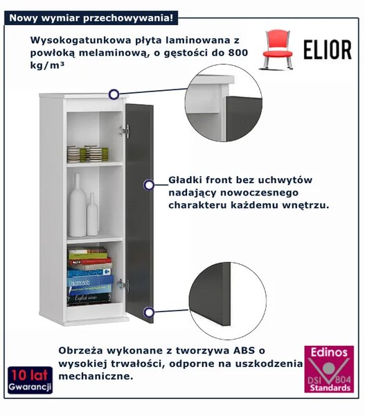 Wąska szafka wisząca biały + grafit A5-F14