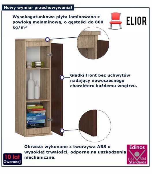 Szafka wisząca do salonu dąb sonoma + wenge T7-L34