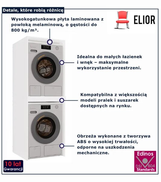 Biała szafka na pralkę do łazienki B9-K27