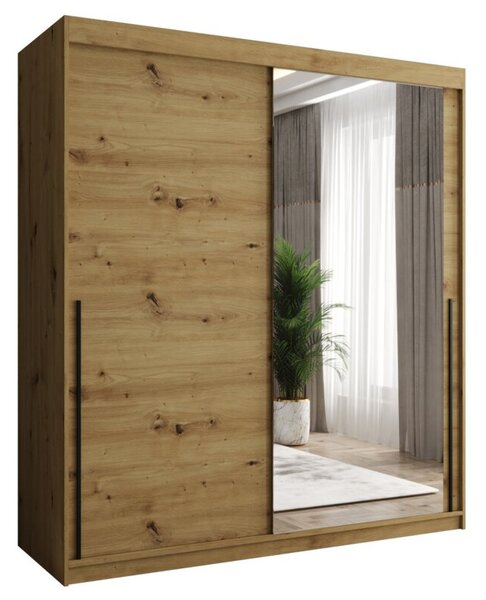 Szafa przesuwna z lustrem Garderoba SIMA T2 180 artisan + u. czarny