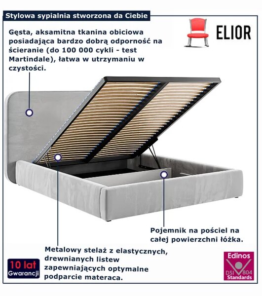 Tapicerowane łóżko dwuosobowe z zagłówkiem 180x200 - 32 kolory D9-D38