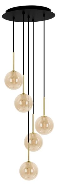 Lampa z wiszącymi beżowymi kulamo R1-H58