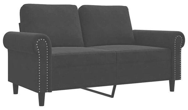 Sofa 2-osobowa, czarna, 120 cm, tapicerowana aksamitem