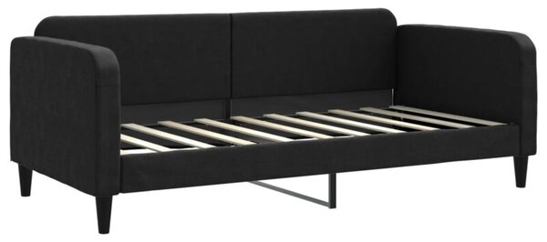 Sofa z funkcją spania, czarna, 90x190 cm, obita tkaniną