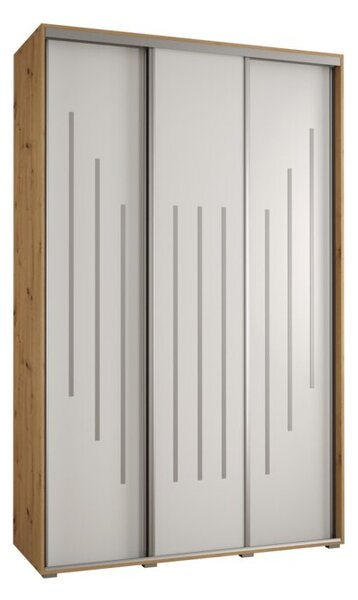 Szafa przesuwna wysoka Davos 8 160, gł. 60 cm artisan + biały + srebrny