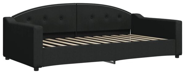 Sofa z funkcją spania, czarna, 100x200 cm, obita tkaniną