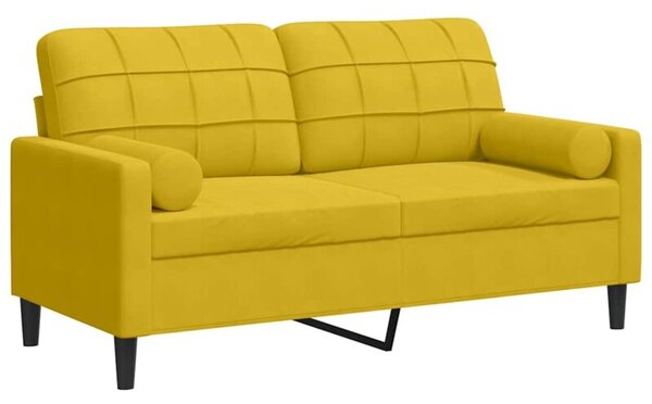 Sofa 2-osobowa z poduszkami, Å¼Ã³Åta, 140 cm, aksamit