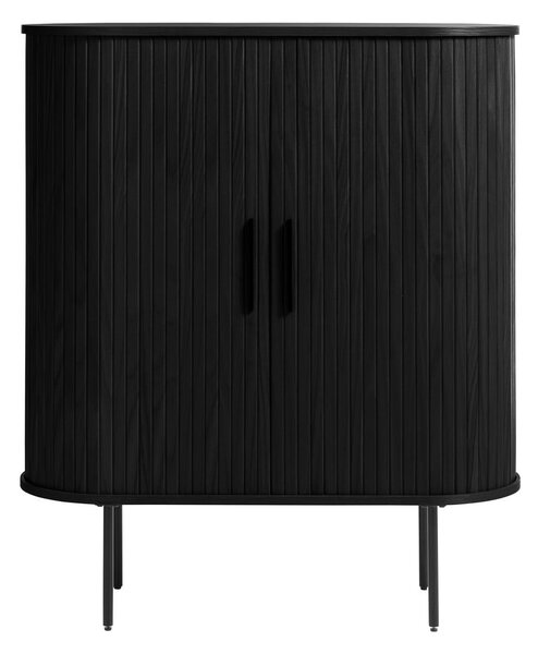 Czarna szafka w dekorze dębu z drzwiami przesuwnymi 100x118 cm Nola – Unique Furniture