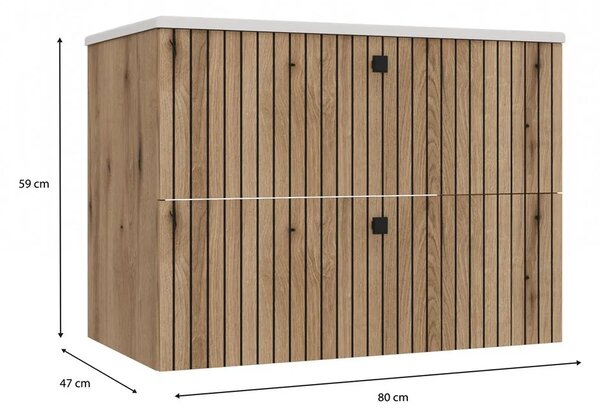 Wisząca szafka z umywalką 80 cm dąb evoke D0-Z27