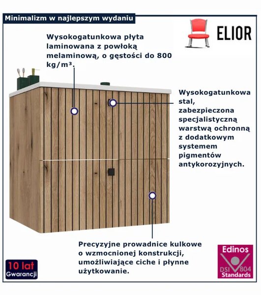 Wisząca szafka z umywalką 60 cm dąb evoke S1-A00