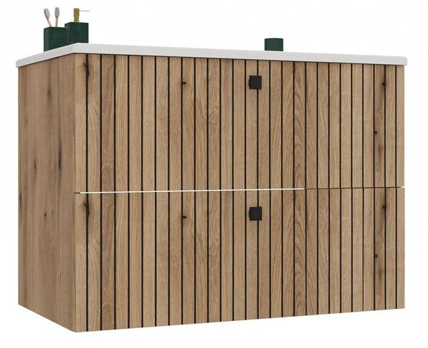 Wisząca szafka z umywalką 80 cm dąb evoke D0-Z27