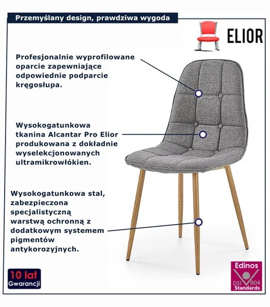 Szare pikowane krzesło tapicerowane F8-R49