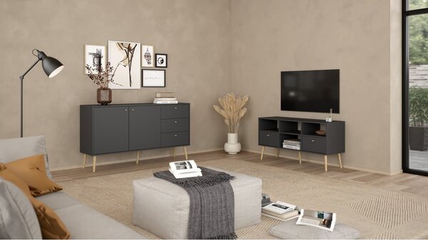 Antracytowa szafka pod TV 117x61 cm Bodo – Tvilum