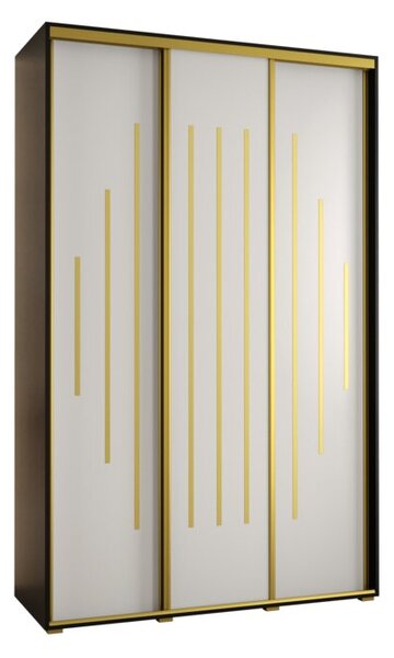 Szafa przesuwna wysoka Davos 12 160, gł. 60 cm czarny + biały + złoty