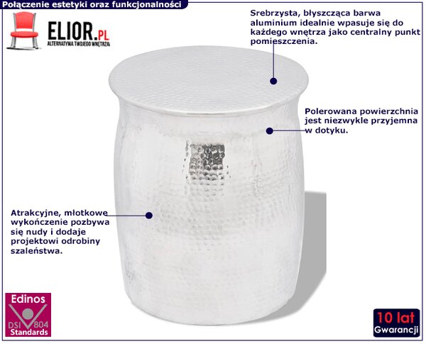 Stolik kawowy z młotkowanego aluminium G0-K89
