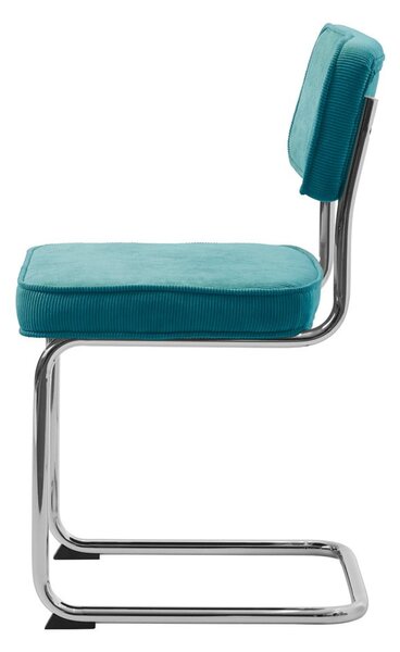 Turkusowe sztruksowe krzesło Rupert – Unique Furniture