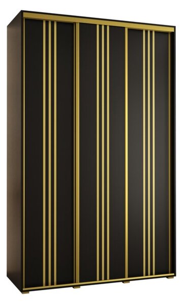 Szafa przesuwna wysoka Davos 6 150, gł. 45 cm czarny + czarny + złoty