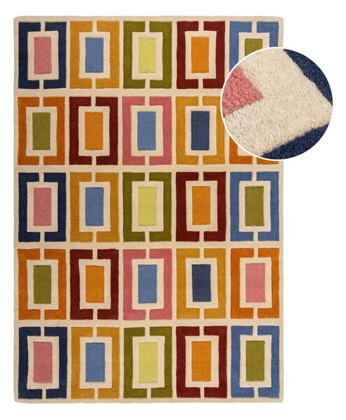 Wełniany dywan tkany ręcznie 80x150 cm Retro Blocks – Flair Rugs