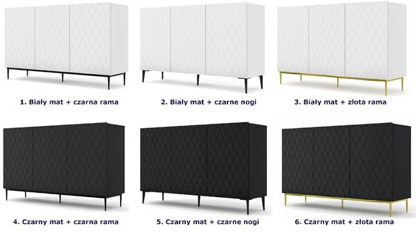 Komoda biały mat + złota rama - Nevia 5X