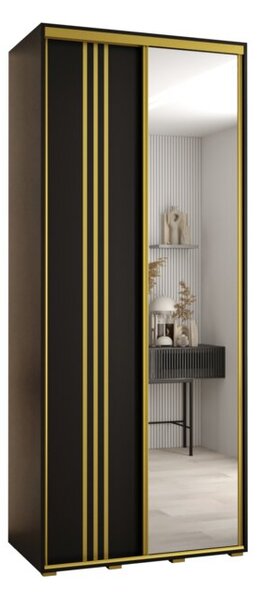 Szafa przesuwna wysoka Davos 7 120, gł. 60 cm czarny + czarny + złoty
