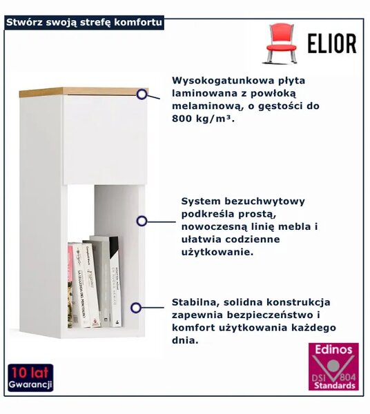 Nowoczesna szafka nocna biały + dąb artisan E5-C95