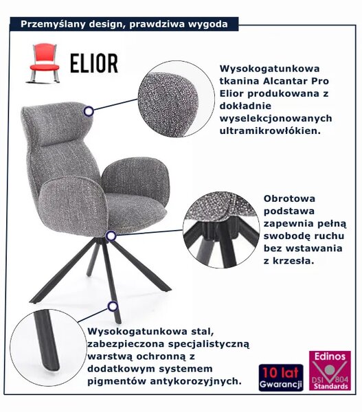 Nowoczesne krzesło z podłokietnikami szare E2-T42