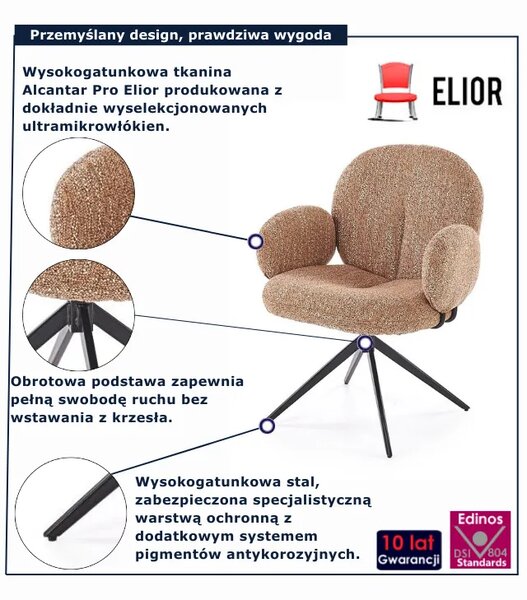 Cynamonowe nowoczesne krzesło tapicerowane L4-H59