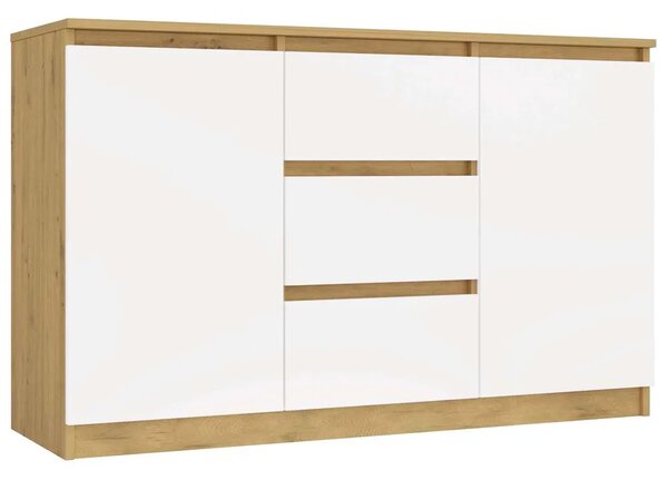 Komoda z szufladami dąb artisan + biały P1-A25
