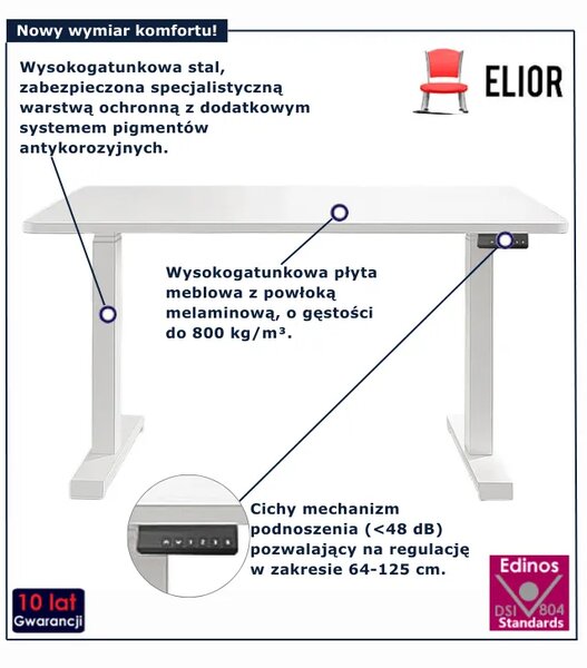 Białe elektryczne biurko regulowane A4-F35