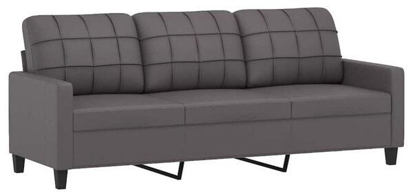 Sofa, 3-osobowa szara, 180 cm, sztuczna skÃ³ra