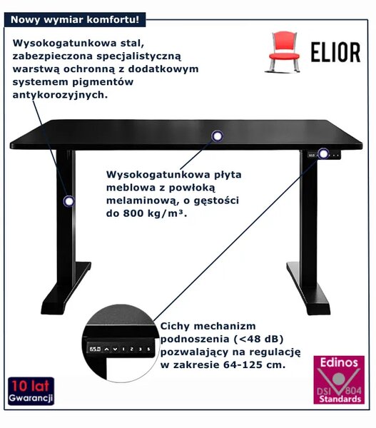 Czarne elektryczne biurko regulowane R6-T07