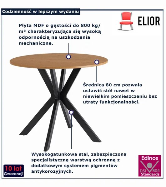 Nowoczesny stolik 80 cm dąb złoty + czarny E5-M26