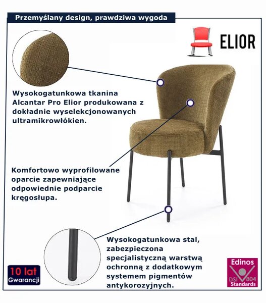 Krzesło na metalowej podstawie oliwkowe E6-M14