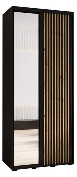 Szafa przesuwna wysoka Lanko 2 100, gł. 45 cm czarny + czarny + artisan