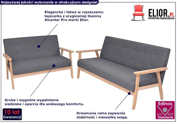 2-częściowy ciemnoszary zestaw wypoczynkowy B7-M18
