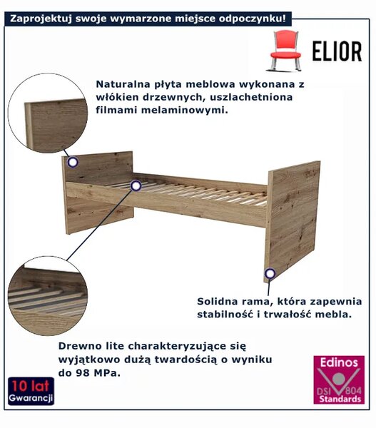 Klasyczne modułowe łóżko bazowe dąb artisan K5-L68