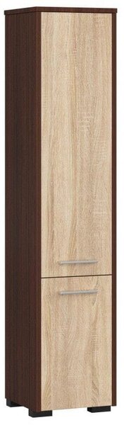 Regał łazienkowy, słupek, drzwi, ELION, 30x30x140 cm, wenge, dąb sonoma, mat | TYLETEGOTU