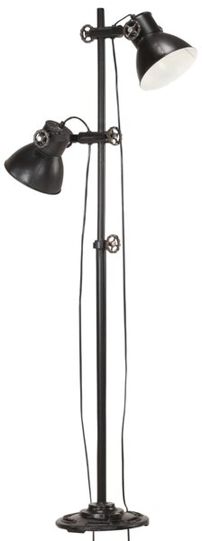 Lampa podłogowa z 2 kloszami, czarna, E27, żeliwo