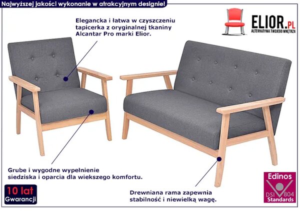 2-częściowy ciemnoszary zestaw wypoczynkowy H0-T42