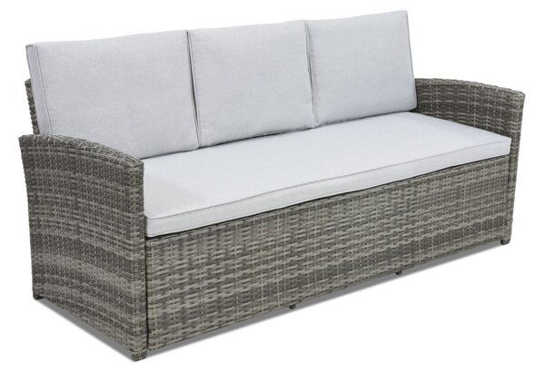 Sofa trzyosobowa z technorattanu Monaco Garden Point szara