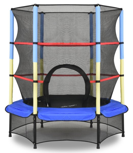 Trampolina ogrodowa Mini z siatką wewnątrzną 140 cm Jump Hero niebiesko-żółta