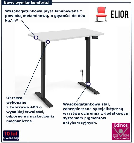 Biurko elektrycznie do pracy biały + czarny T6-B85