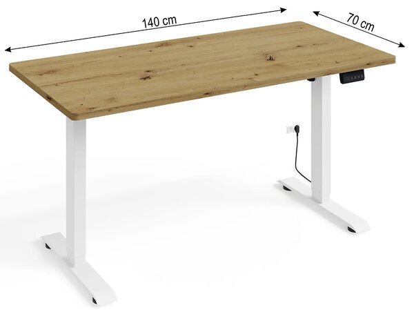 Regulowane biurko dąb artisan + biały L0-D89