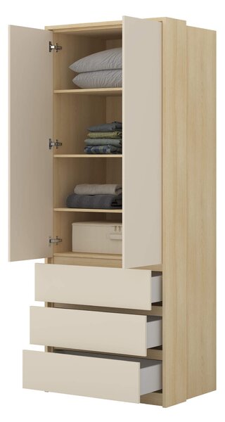 MebleMWM Szafa 2D3S TERRA | 24LBON68 | Dąb Lindberg / Beż Piaskowy
