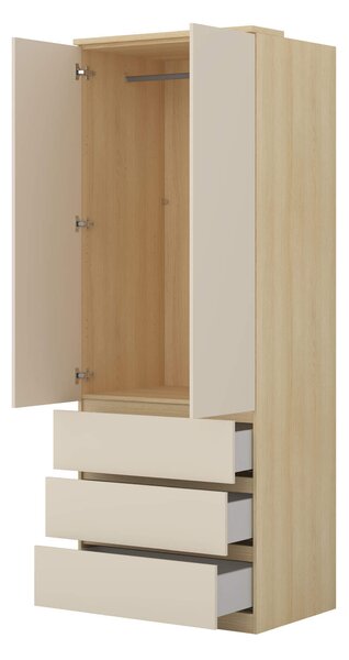 MebleMWM Szafa 2D3S TERRA | 24LBON68 | Dąb Lindberg / Beż Piaskowy