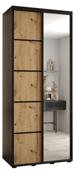 Szafa przesuwna wysoka Davos 5 100, gł. 60 cm czarny + artisan + czarny