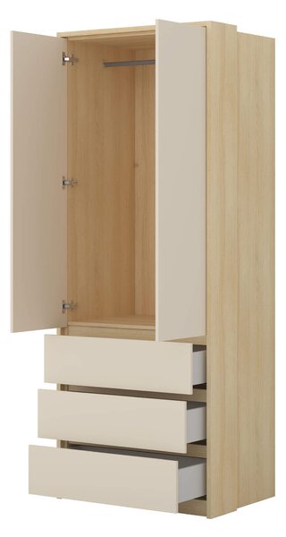 MebleMWM Szafa 2D3S TERRA | 24LBON68 | Dąb Lindberg / Beż Piaskowy