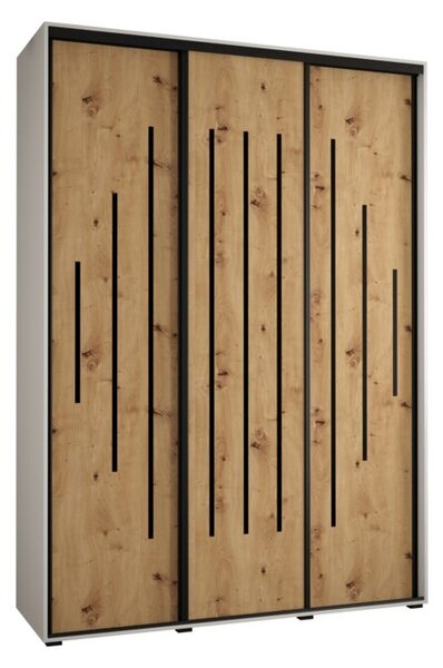 Szafa przesuwna wysoka Davos 12 170, gł. 60 cm biały + artisan + czarny