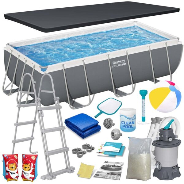Basen ogrodowy stelażowy pompa piaskowa 404x201x100cm Bestway zestaw 17w1