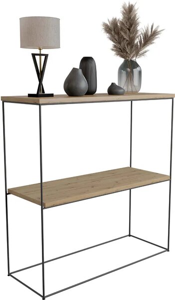 Klasyczna konsola do przedpokoju dąb artisan + czarny P8-W51